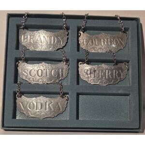 Lenox Kirk-Stieff Pewter Decanter Tags
